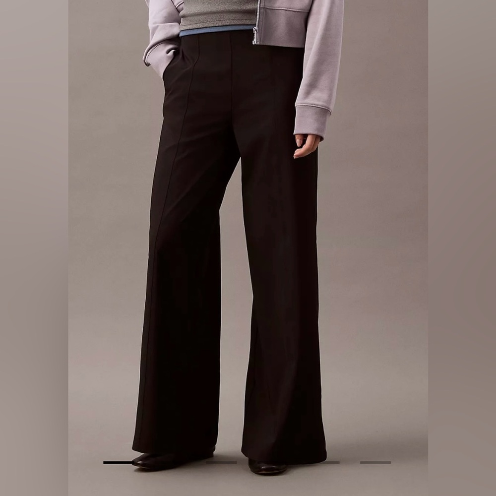 NWT Calvin Klein Active Commute Wide Leg Pants Black Large